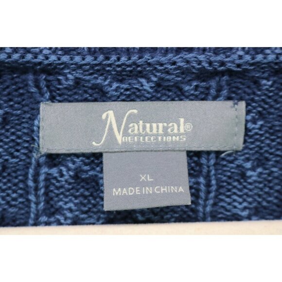 Natural Relections Blue Distressed Cable Knit Sweater-Size XL - Picture 5 of 9